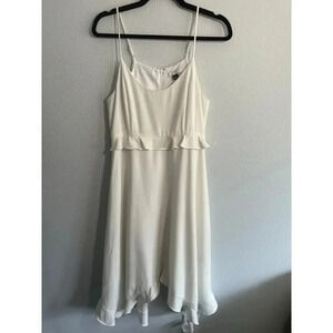 H by Halston White Ruffle Spaghetti strap A-Line dress high low Sz. US 10